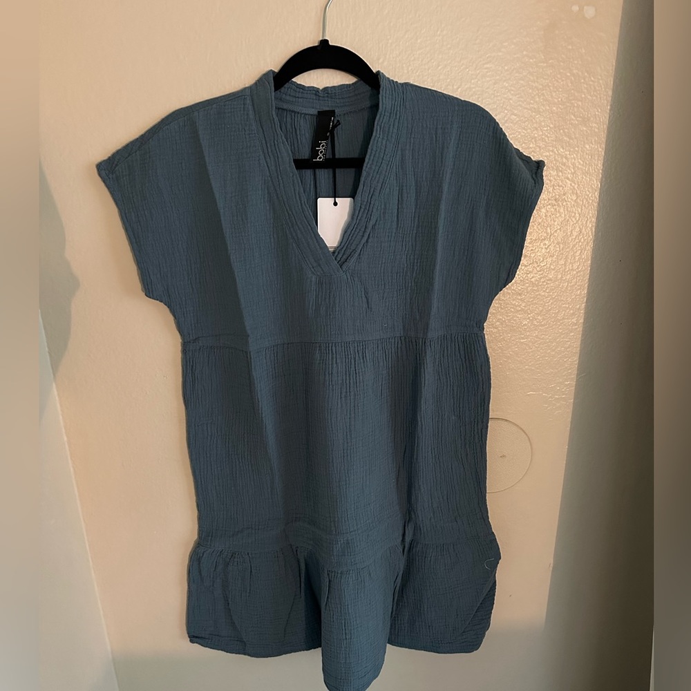Bobi DROP SHOULDER TIERED DRESS